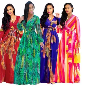 

Ethnic New Fashion Women Maxi Print Dress long high quality Summer Beach Chiffon Party Dress