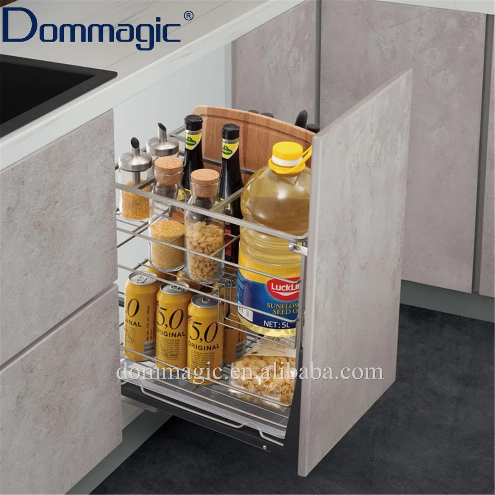 Tall Tandem Metal Kitchen Cupboard Hardware Slide Pull Out Basket Storage Shelf Racks