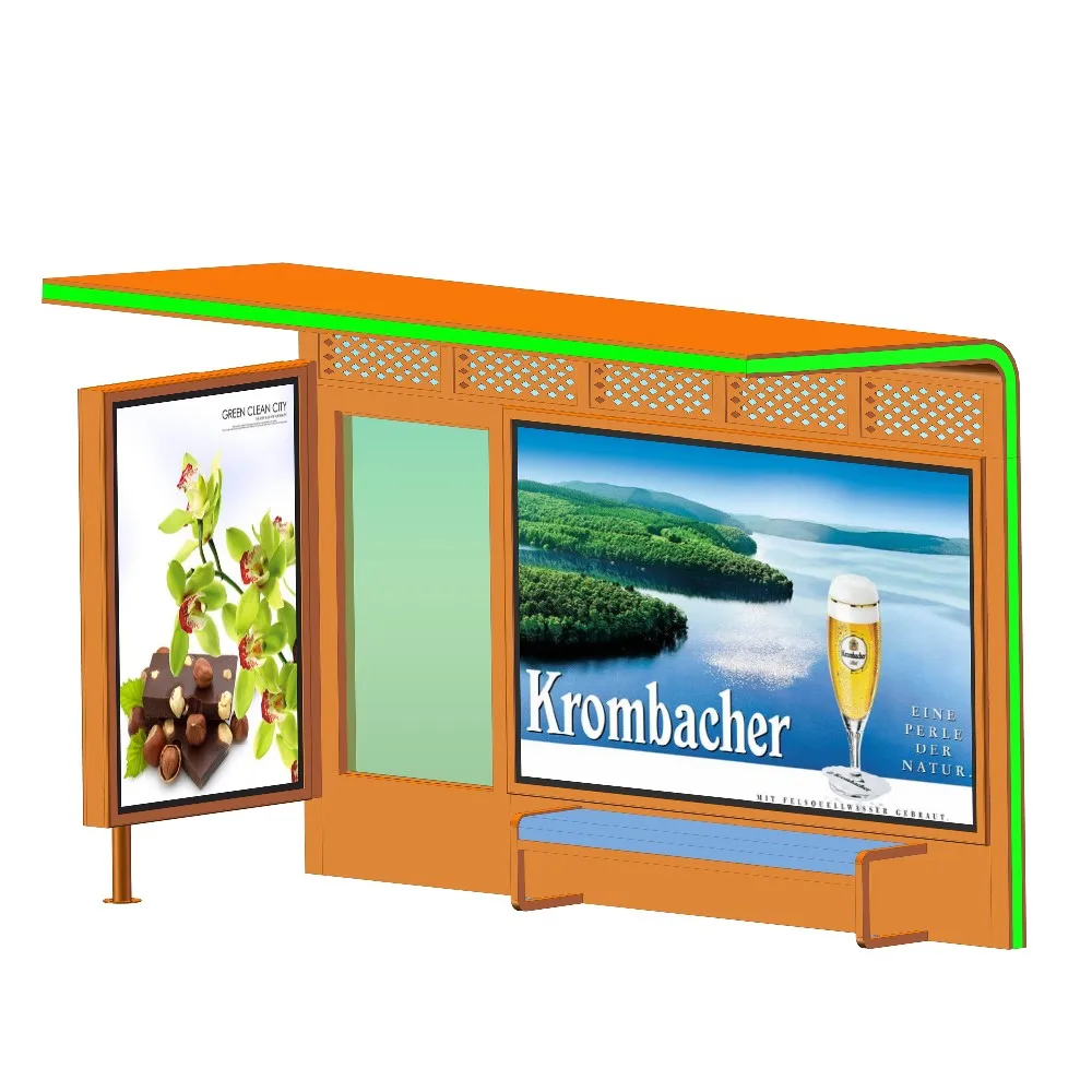 product-18years experience manufacturer bus stop shelter with advertising light box mupi-YEROO-img