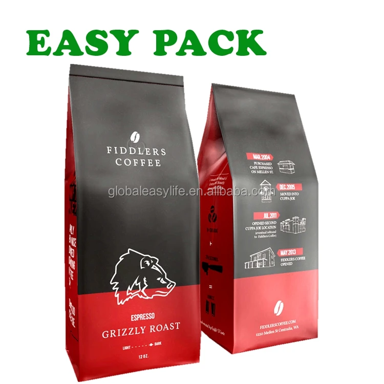 Wholesale Printed 250g Plastic Coffee Bean Packaging Bags With Valve