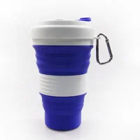 

Wholesale 550ml Reusable Collapsible Silicone Travel Dranking Water Rubber Folding Coffee Cup With Lid