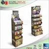 skin care products cardboard floor display, wood-like flooring display shelf, supermarket fruit and vegetable display rack