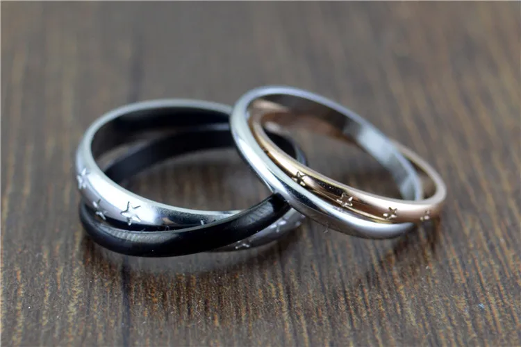 情人节礼物饰品不锈钢双色镀金双圈环 - buy 圆环,圆环首饰,双圈戒指