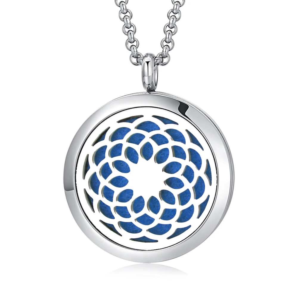 

Aromatherapy Essential oil perfume Diffuser jewels 316L stainless steel Fragrance pendant with free chain locket necklace, Silver