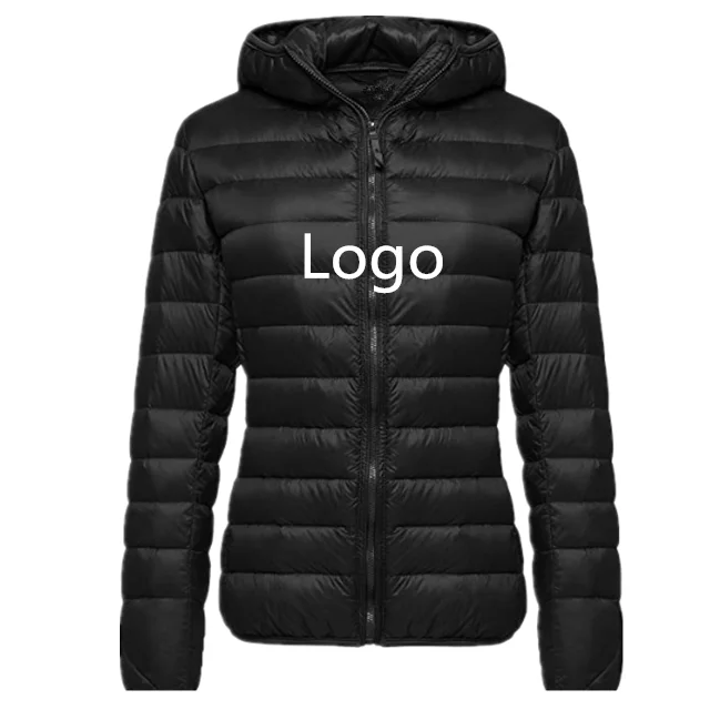 

China Factory Custom Logo Ultralight Packable Winter Ladies Down Feather Jacket Women Jacket With Hoods