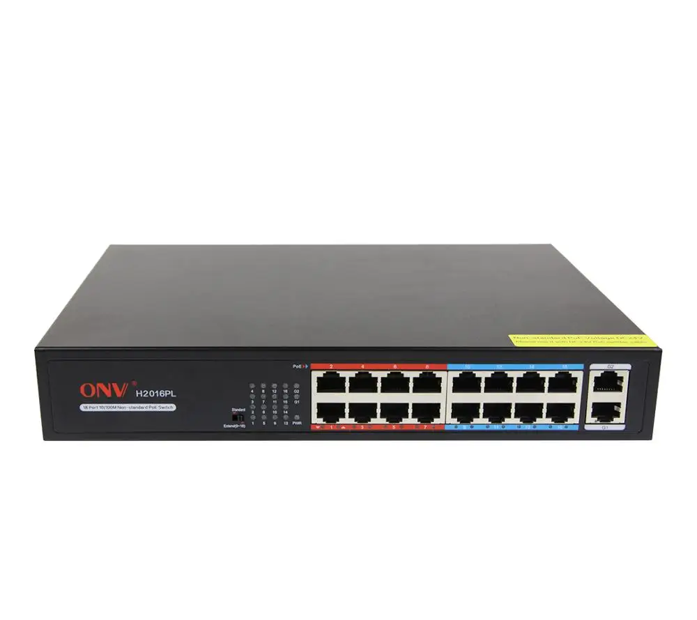 

ONV 10/100M 18-Port Long Transmission Distance ubiquity PoE Switch support 24V, 52V (ONV-H2016PL)