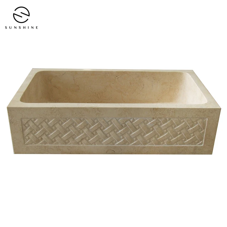 Custom Modern Style Natural Marble Singal Bowl Farm Sink For Kitchen