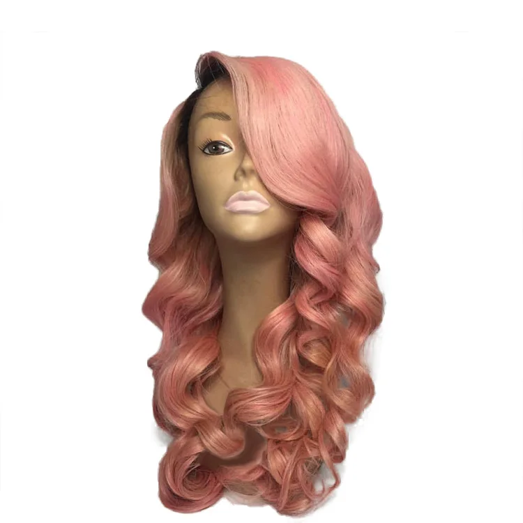 

Pink Long Body Wave Human Hair Beauty Virgin Brazilian Full Lace Wig For Sale