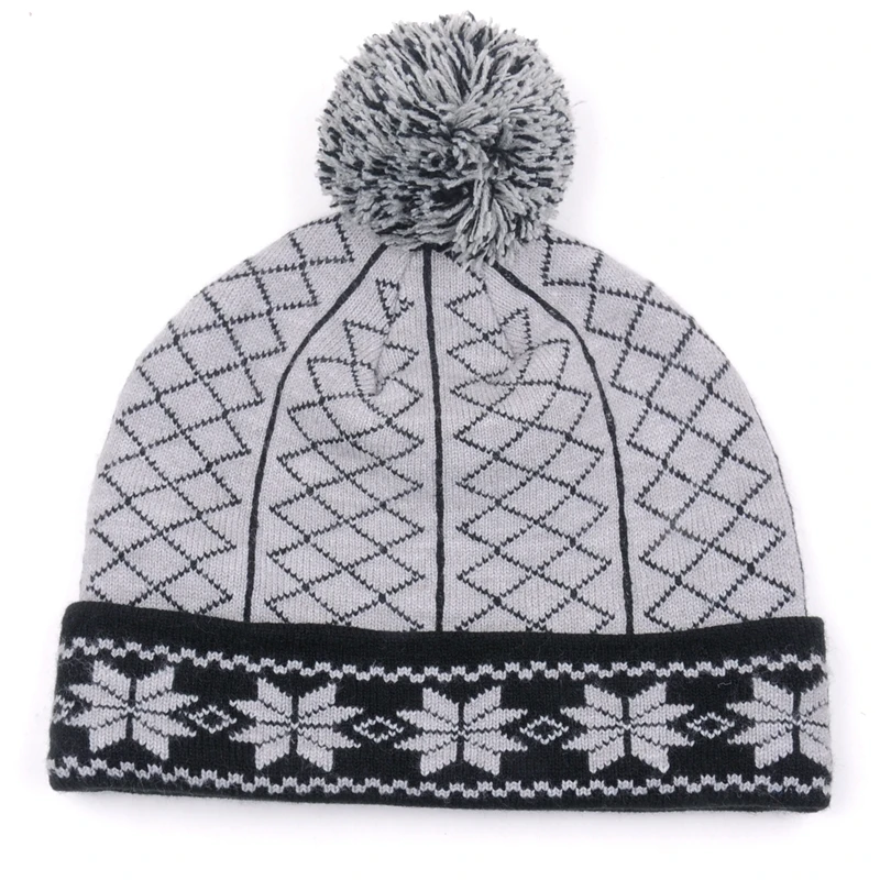 knit cap with ball on top