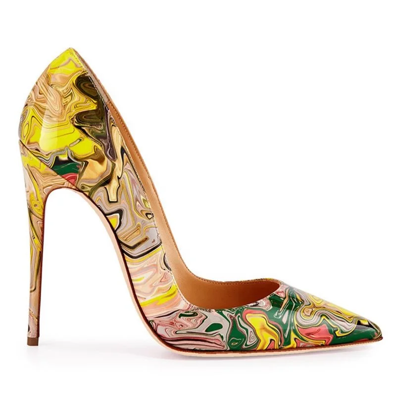 

OEM guangzhou factory price ladies sandals heels pumps, Yellow