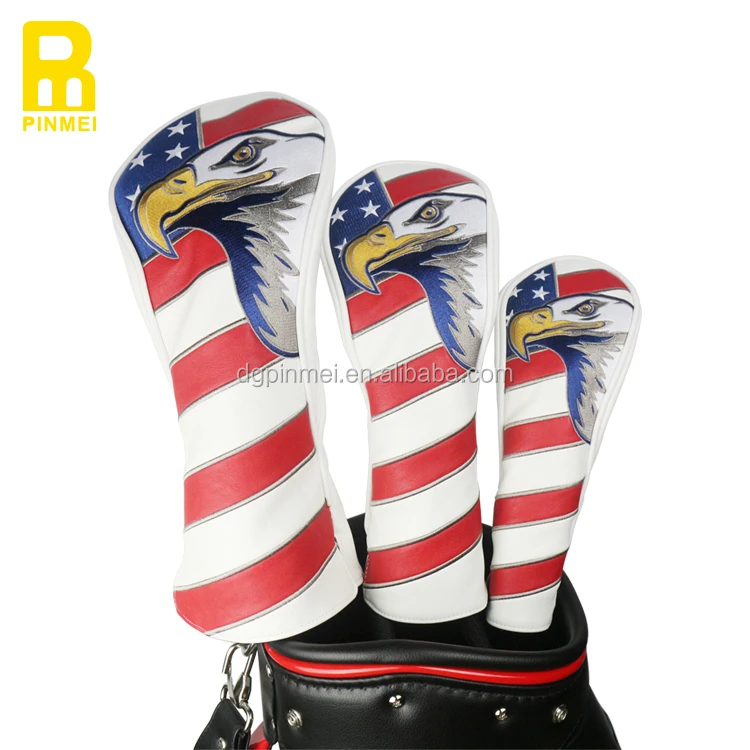 Nice Design Usa Eagle Golf Headcover Set 1 3 5 Pu Leather Golf