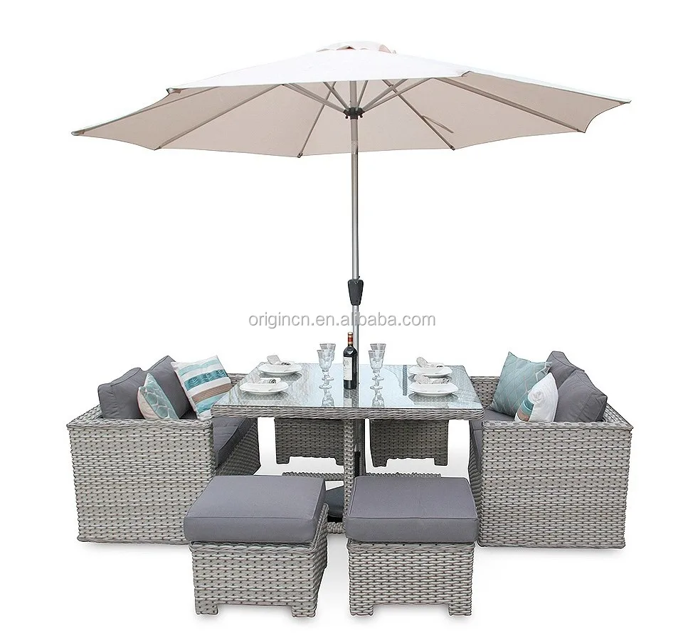 Luxury Commercial Cube Outdoor Garden Table And Sofa Chair Poly
