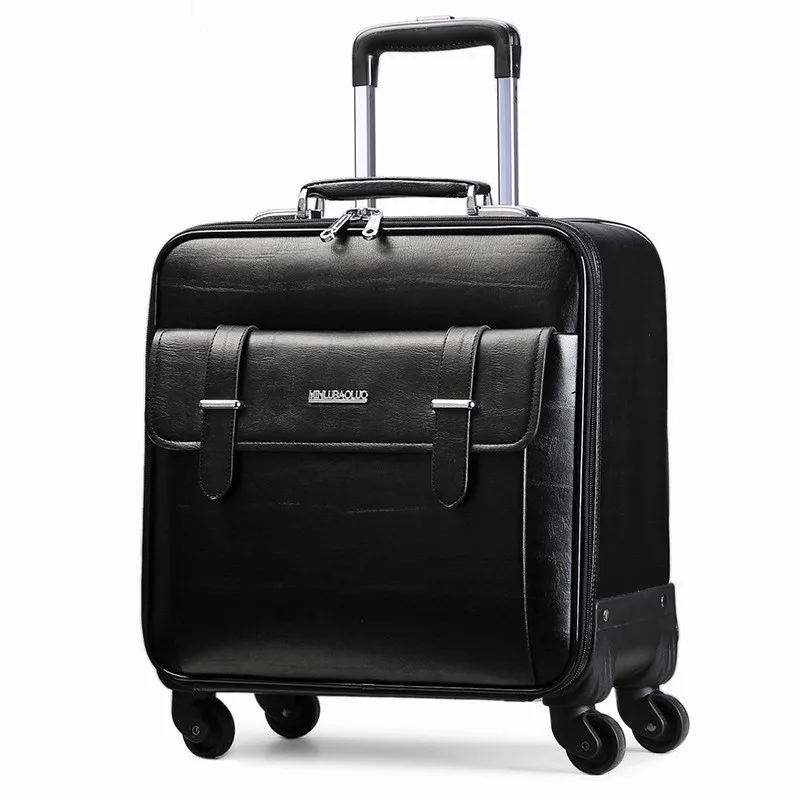 

PVC Leather Trolley Luggage for Laptop Carry-on Computer Bag, Black,brown,or customized color