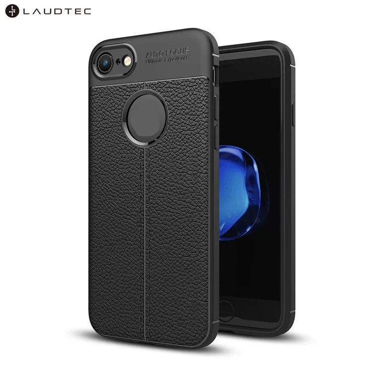 

Laudtec Litchi Leather Pattern Silicone TPU Back Cover Case For iPhone 7 7s, Black;blue;red;gray