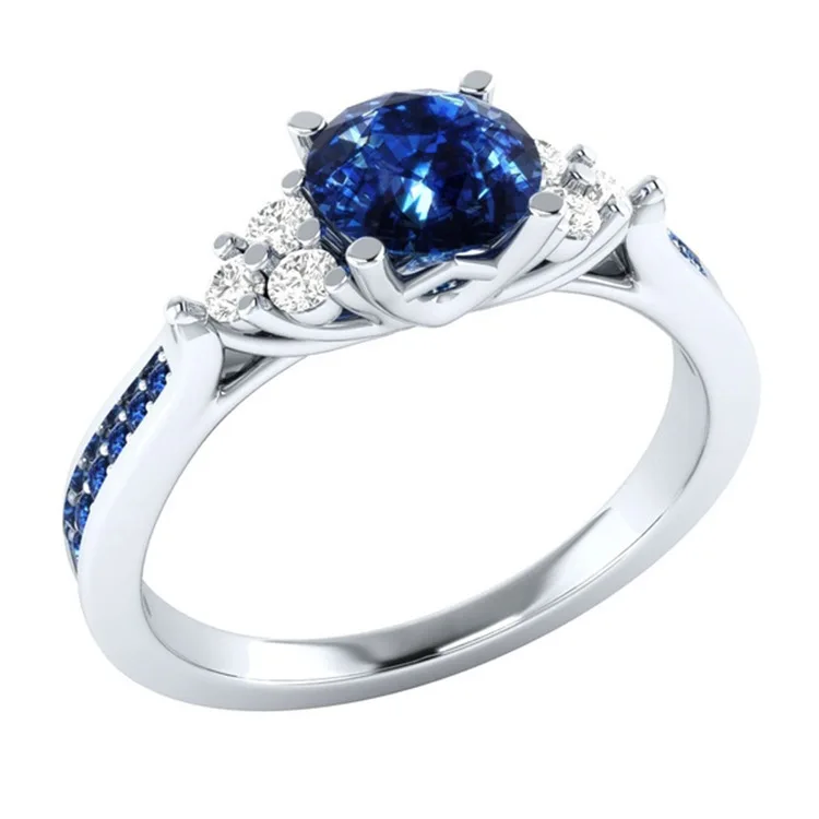 

blue diamond ring women fashion jewelry wedding ring wholesale