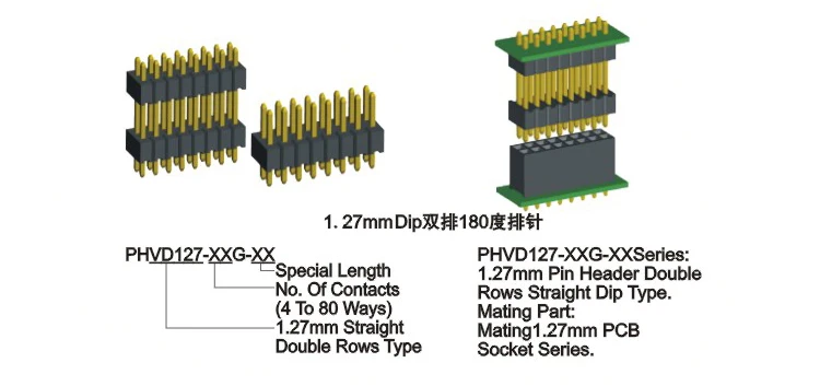 Top Selling 2.54mm Pitch Molex Connector Double Row Smd Type Pcb Socket