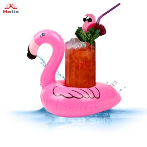 Image of Pvc Beach Party Flamingo Inflatable Can Drink Cup Holder Float Floating Beer Can Drink Cup Holder Flamingo Beverage Floatie