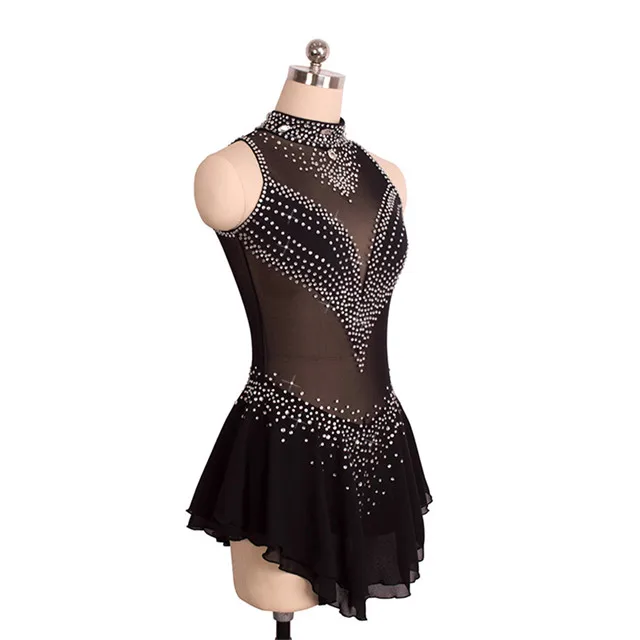 Black Figure Skating Costumes,Backless Sexy Skate Dress,Ladies' Factory ...