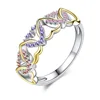 2019 Women Copper Alloy Jewelry Fashion Double Color Mood Knuckle Hollow Zircon Micro Wrapped Heart Couple Love Ring For Unisex