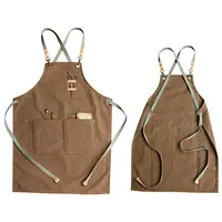 

Wholesale handmade chef work wear barista bartender canvas apron with leather belt