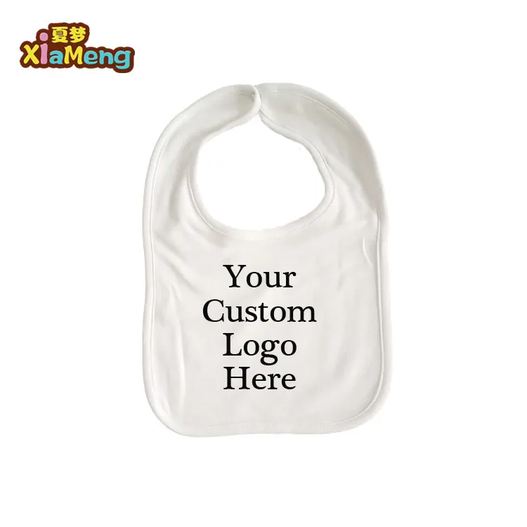 

Personalized custom monogrammed text cotton unisex white baby bibs, 11 colors available