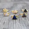 Best seller usa 2018 gold jewelry 18k natural stone quartz crystal triangle druzy ring druzy ring designs for girls