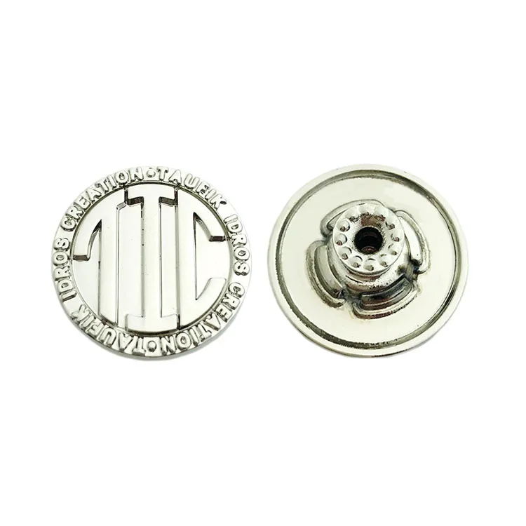 Fashion engraved brand logo custom made metal denim jeans button for garment