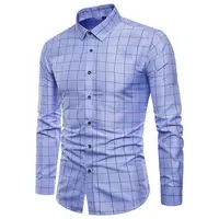 

simple design polyester cotton plus size long sleeve plaid pattern formal stylish official shirts for men