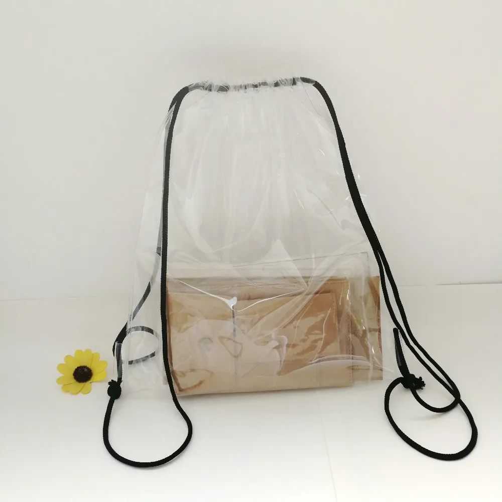定制轻 pvc 塑料透明防水拉绳袋抽绳背包