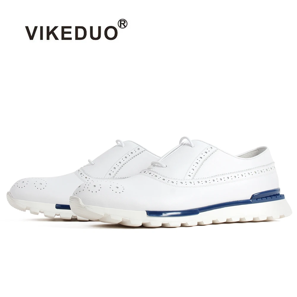 

VIKEDUO Hand Made Footwear Guangzhou Brand Fashion Week White Brogues Sneaker Male Unisex Casual Shoes For Men