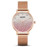 

Hot-selling Megir elegant light color custom shiny Lady watch