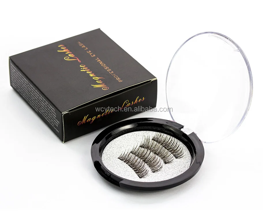 

3D Magnet Lashes 4 Magnet Magnetic eyelashes with Round Box, Black