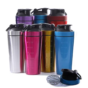Image of Stainless Steel Vacuum Water Bottles Protein Shakers Custom Logo Fitness Drinking Powder Protein Shaker Bottle With Mixing Ball