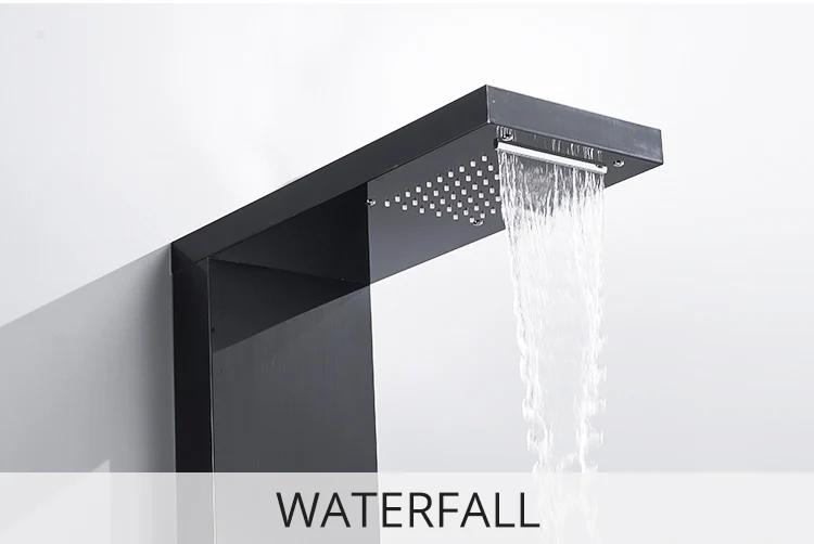 Fapully Bathroom Shower Panel Parts Black Titanium Bathroom Stainless Steel Shower Panel