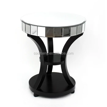Hot Glam Furniture Round Mirrored Side Table With Tiered Plant Hot Glam Furniture Round Mirrored Side Table With Tiered Plant Stand