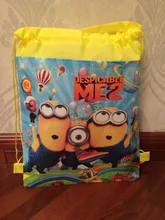 2015 minion backpack gmy school non-woven string shoe bag for boys and girls kids birthday gifts all match