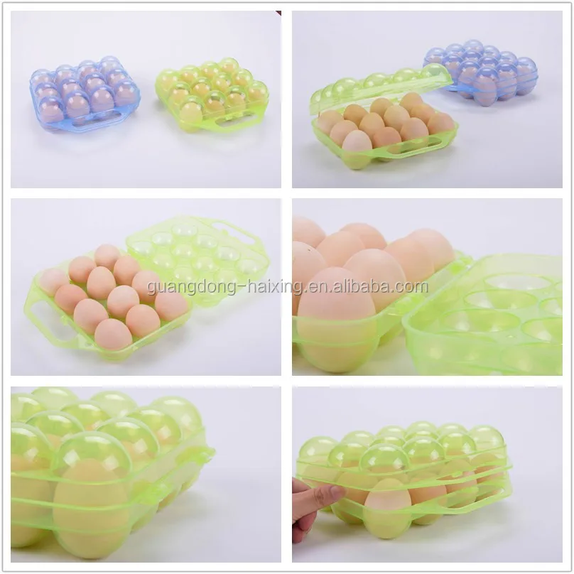 Haixing hot sale multifunctional 12 holes plastic egg tray Egg Storage Box With Handle