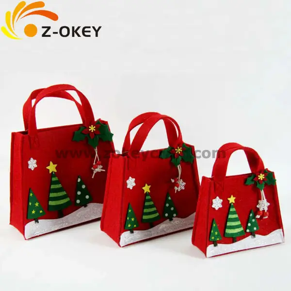 ZCC1002 Red felt decorative bag for Christmas