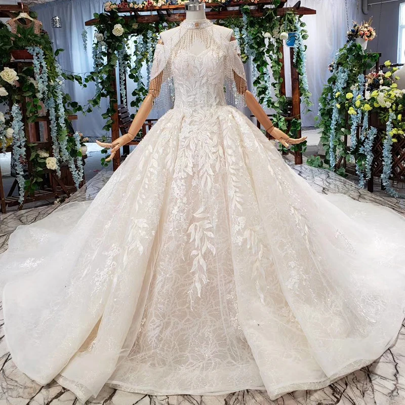 

Jancember HTL515 Latest Luxury 3D Lace Applique Wedding Dress Beading Bridal Gown Sleeveless Long Train Vestido de Noiva 2019