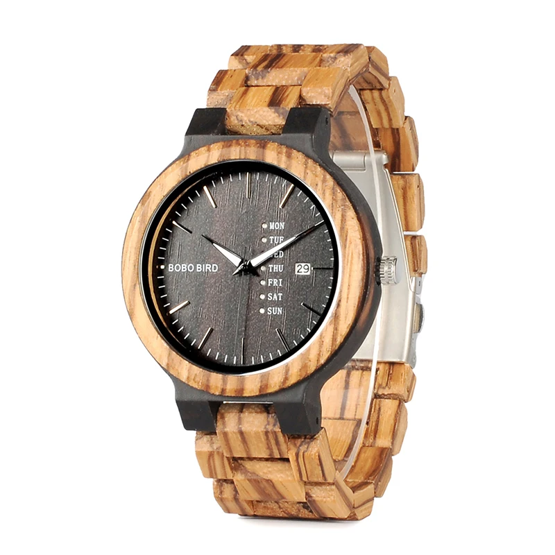 

BOBO BIRD fashion Auto Date men's wood watch Logo with wood quartz wrist watch
