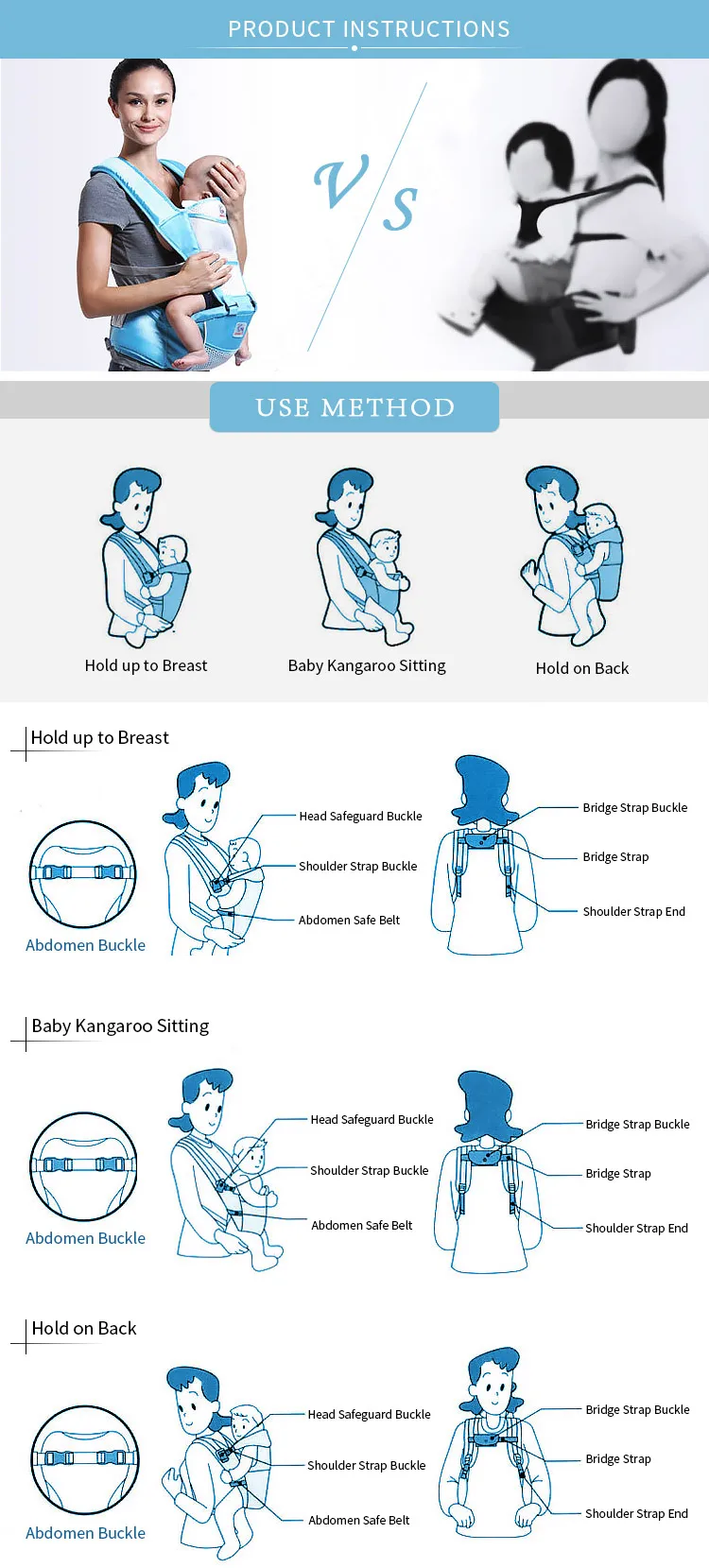 Wholesale Fashion Ergonomic Baby Sling Carrier