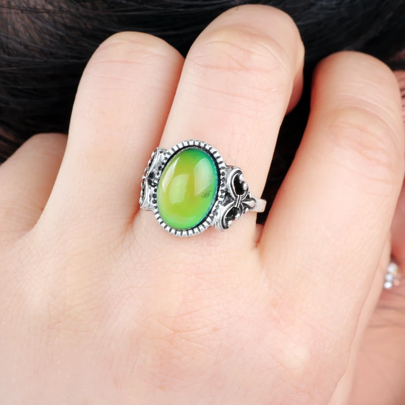 Womens Small Cute Color Change Mood Stone Ring Emotion Feeling Temperature Control Ring