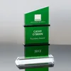 Green crystal corporate awards crystal plaque trophy