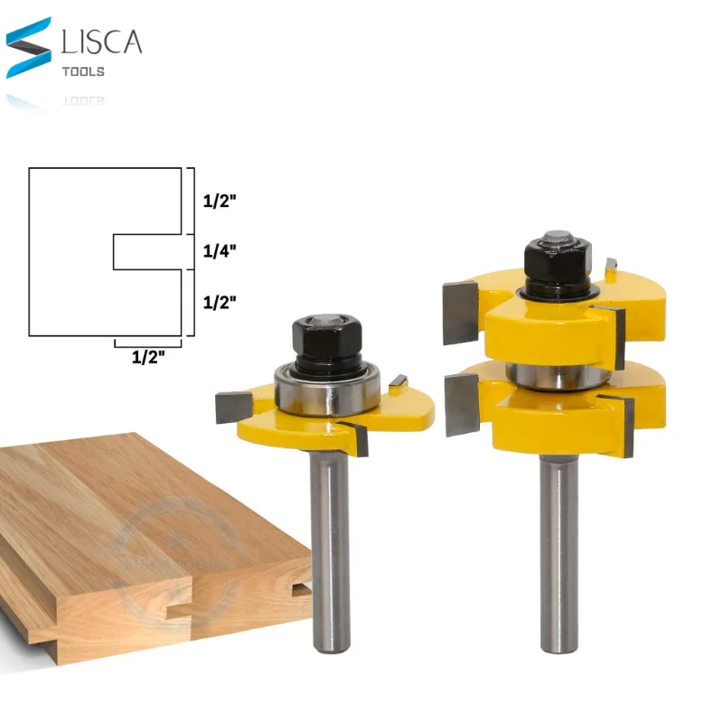 L-N120-1  2pcs Tongue and Groove Router Bit Set 1/4" X 1/4" - 8mm 1/4 12mm Woodworking Cutter Tenon Cutter for Woodworking Tools