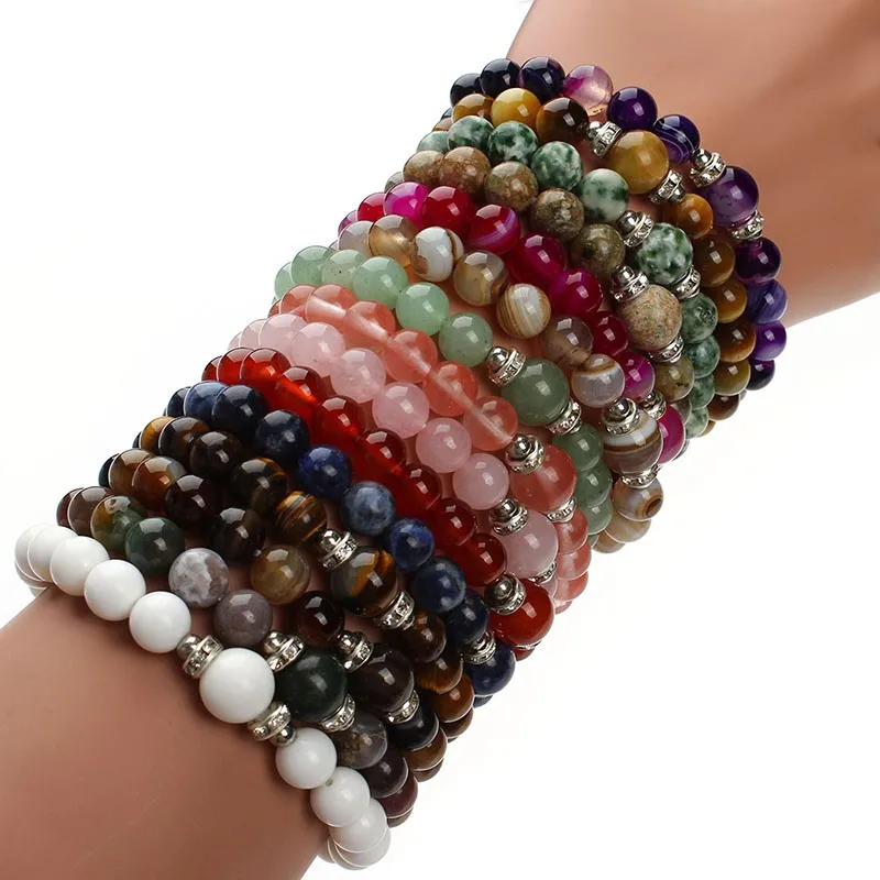 

Natural Stone Bracelets Women Men Beaded Yoga Bracelets