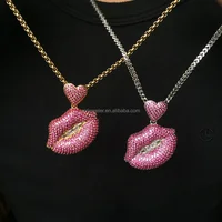 

Miss Jewelry custom made bling bling lips pendant 14k jewelry
