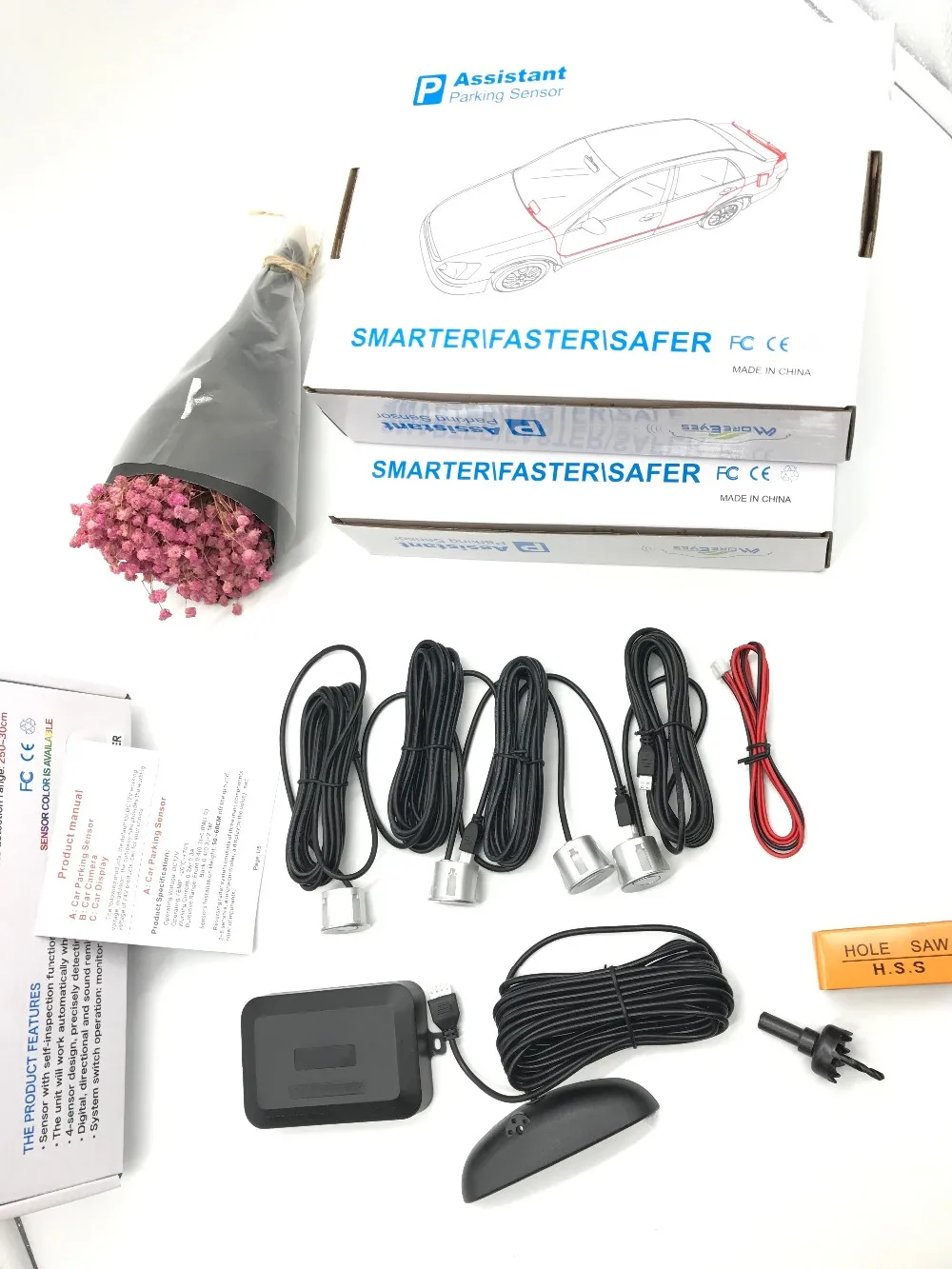 4 Car Auto Back Up Sensors Reverse Radar System Alarm Kit Rear Parking