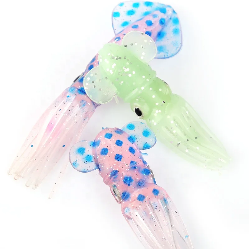 

fishing lure silicone  Soft Fluke Fishing Saltwater Octopus Squid Skirt Luminous Lures Baits Glow in Dark, As picture shows