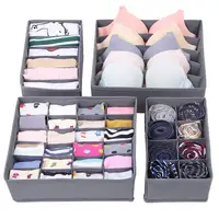 

2019 Fabric Foldable Multi-functional Lattice Pattern Divide storage box for underwear, socks, bras and toys of different grid