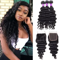 

Unice Hair Grade 10A 3 Bundles Curly Loose Deep Wave with 4x4 Lace Frontal Closure Remy Unprocessed Virgin Brazilian Hair